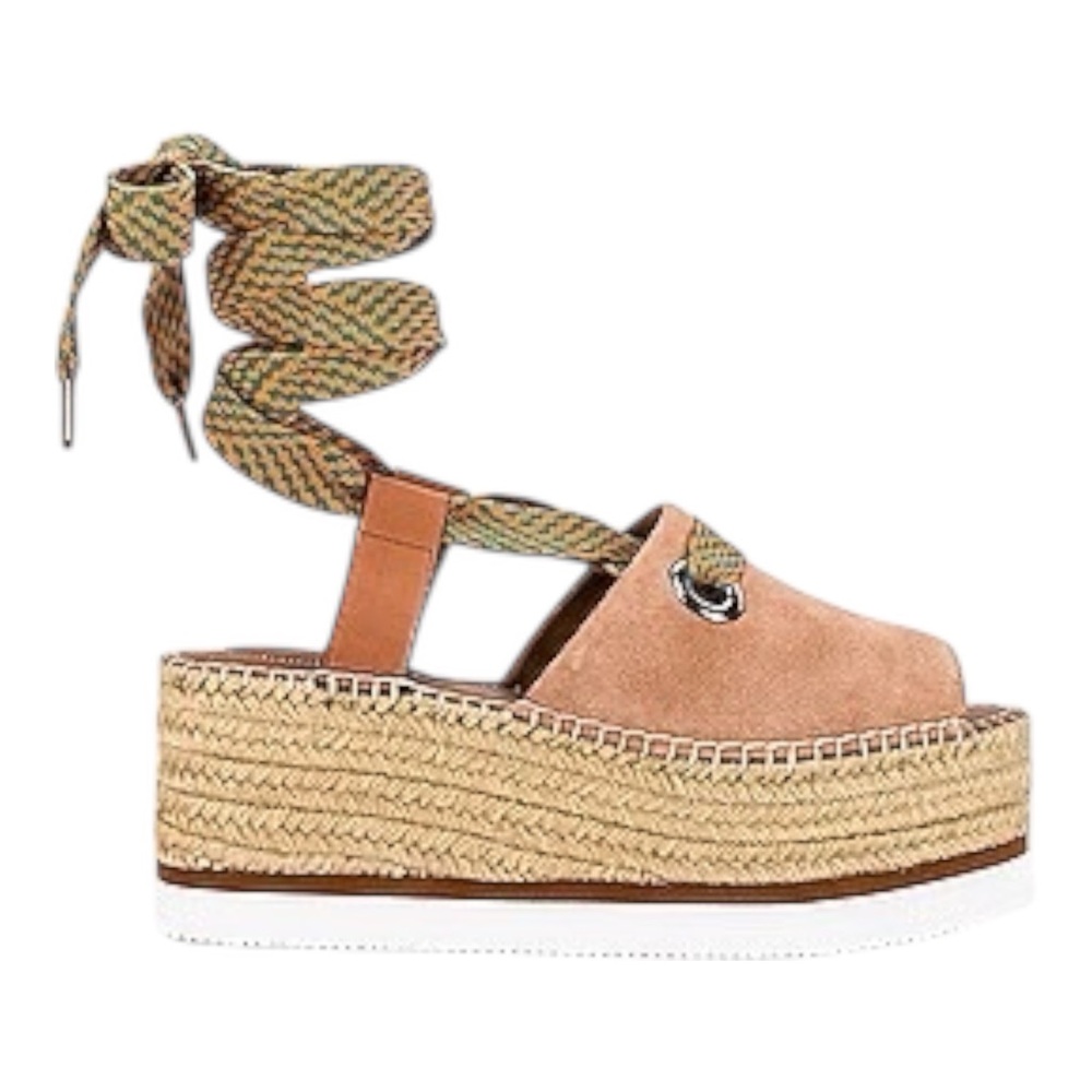 See by Chloe Glyn Amber Platform Ankle Wrap Sandal EUC Size 37 US 7